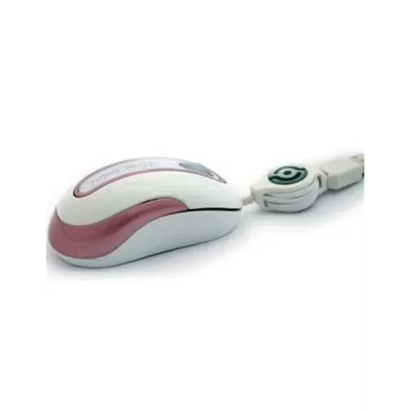 Mouse 3free Mini Optico Usb Msm201/wp Cable Retractil Blanco Rosa