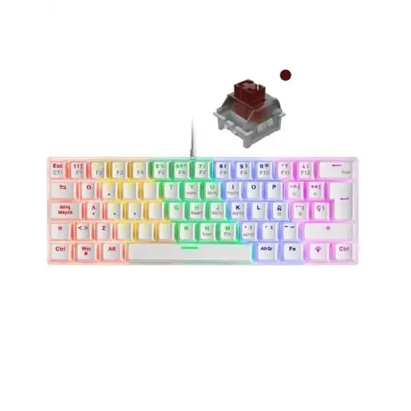 Teclado Mecanico Ultra Compacto Mars Gaming Mk60 White Switch Marron Pr De 100hz Anti-ghosting Avanzado Iluminacion Rgb