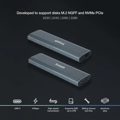 Caja Externa para Disco SSD M.2 NVMe TooQ TQE-2223G/ USB 3.2/