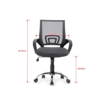 Silla De Oficina Equip De Malla Color Gris Oscuro Recubrimiento