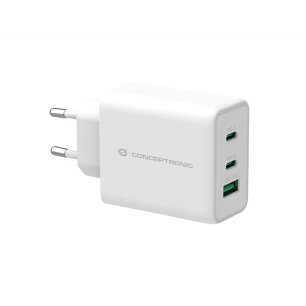 Cargador De Pared Quick Charge 3.0 Pd 2 Puerto Usb-c 1 Puerto Usb-a Conceptronic Althea 65w