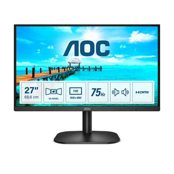 Monitor 27" Hdmi Vga Aoc 27b2am Fhd 1920x1080 75hz 4ms Altavoces Vesa 100x100