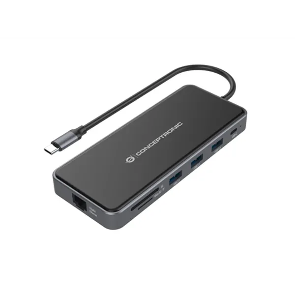 Docking Usb-c Conceptronic Donn15g 2xhdmi 1xvga 1xusb-c 2xusb-a 3.0 1xusb-a 2.0 1xjack 1x1gb Rj45 1xlector De Tarjetas