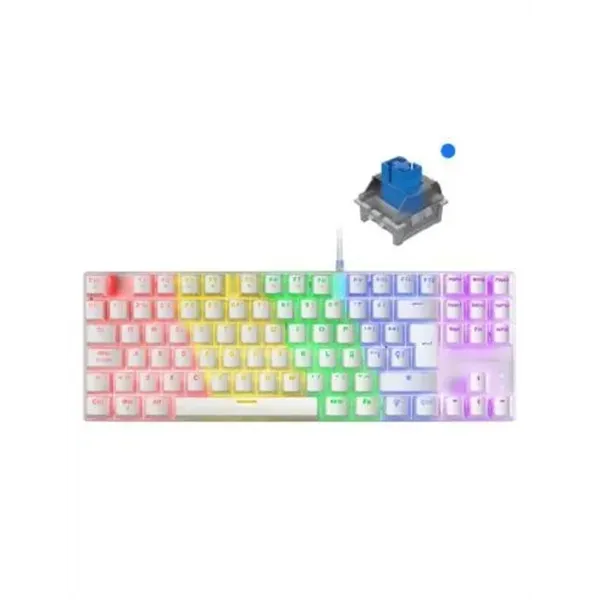 Teclado Mecanico Compackto Tkl Mars Gaming Mk80 White Iluminacion 12efectos Switch Azul Rgb Pr De 1000hz Anti-ghosting Avanzado