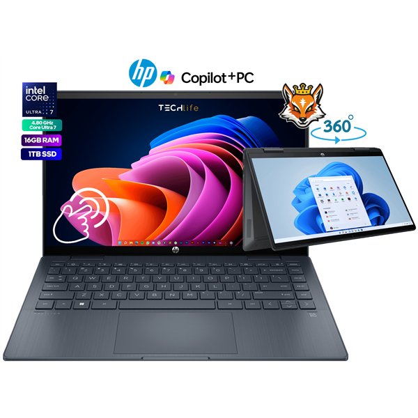 HP Pavilion x360 14-EK2010NS 2en1 14" Táctil - Intel Ultra 7-150u 16GB 1TB W11 Azul Espacial