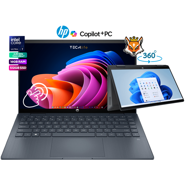 HP Pavilion x360 14-EK2009NS 2en1 14" Táctil - Intel Ultra 7-150u 16GB 512GB W11 Azul Espacial