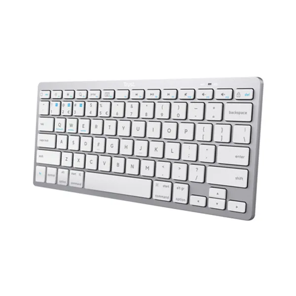 Teclado Trust Basics Bluetooth Ultrafino Para Pc, Tableta Y Smartphone Color Blanco/plata 24654