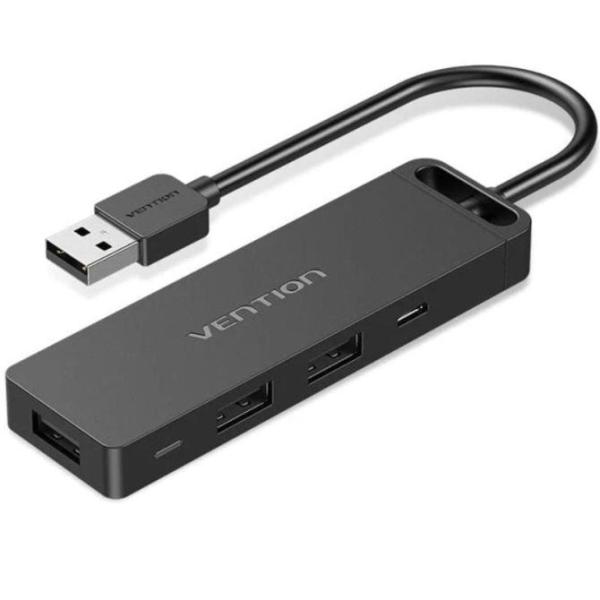 HUB USB 2.0 Vention CHUBB/ 3xUSB/ 1xMicroUSB PD/ 1xLector Tarjetas/ Negro