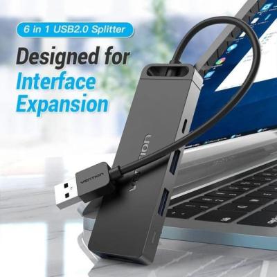 HUB USB 2.0 Vention CHUBB/ 3xUSB/ 1xMicroUSB PD/ 1xLector