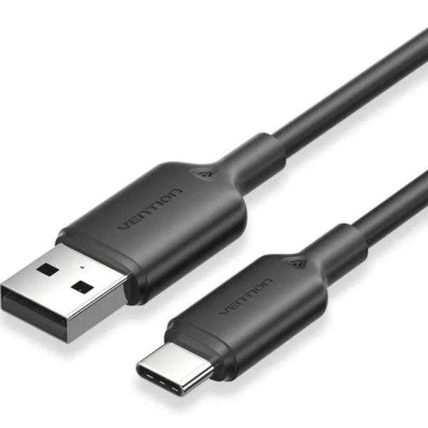 Cable USB 2.0 Tipo-C Vention CTQBF/ USB Tipo-C Macho - USB Macho/ Hasta 60W/ 480Mbps/ 1m/ Negro