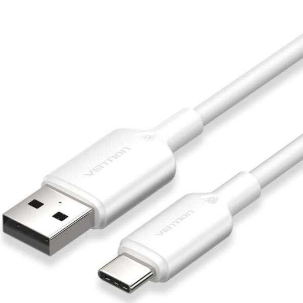 Cable USB 2.0 Tipo-C Vention CTQWF/ USB Tipo-C Macho - USB Macho/ Hasta 60W/ 480Mbps/ 1m/ Blanco