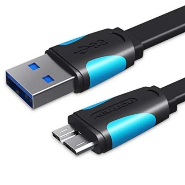 Cable USB 3.0 Vention VAS-A12-B150/ MicroUSB Macho - USB Macho/ Hasta 10W/ 5Gbps/ 1.5m/ Azul y Negro