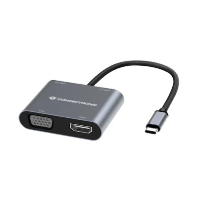 Docking Usb-c Conceptronic Donn016 1xhdmi 4k 1xvga 1xusb-c Pd