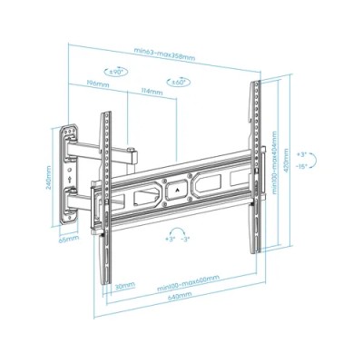 Soporte De Pared Orientable Tooq Lp7863tn-b Para Pantalla 37"-