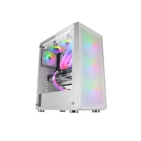 Caja Atx Semitorre Gaming Mars Gaming Mc-f White Frontal Metal Mesh 3 Ventiladores Argb 120mm +1 Tra