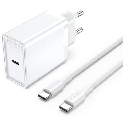 Cargador de Pared Vention FAHWF-EU/ 1xUSB Tipo-C + 2x Cable USB