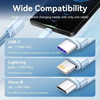 Cable USB 2.0 Lightning Vention CTRPG/ USB Macho/ USB Tipo-C