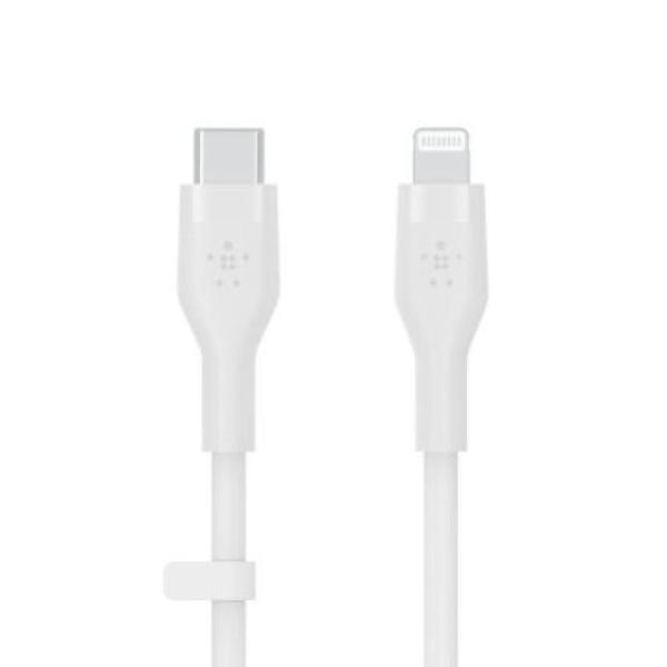 Cable Belkin Caa009bt2mwh Usb-c A Lightning Silicona Clip 2m Blanco