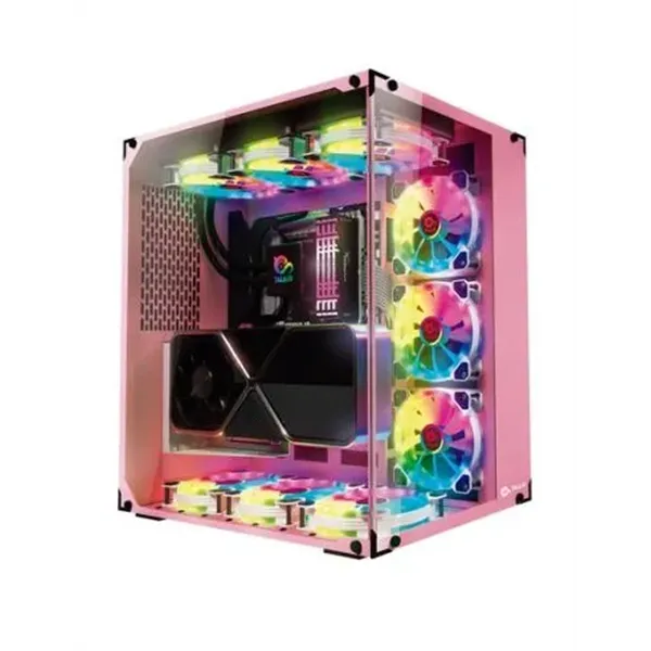 Caja Atx Semitorre Gaming Talius Cronos Orchid Rgb Cristal Templado Usb 3.0