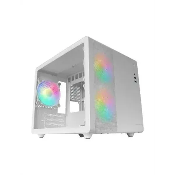 Caja Microatx Cube Gaming Mars Gaming Mc400 White Frontal Mesh Diseño Cube 3xventiladores 120mm Rgb