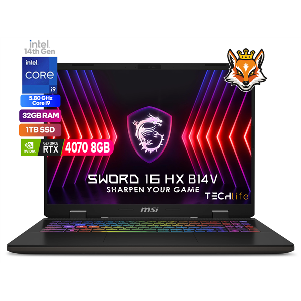 MSI Sword 16 HX B14VGKG-603XES  Intel Core i9-14900 32GB 1TB RTX4070 16" FreeDOS