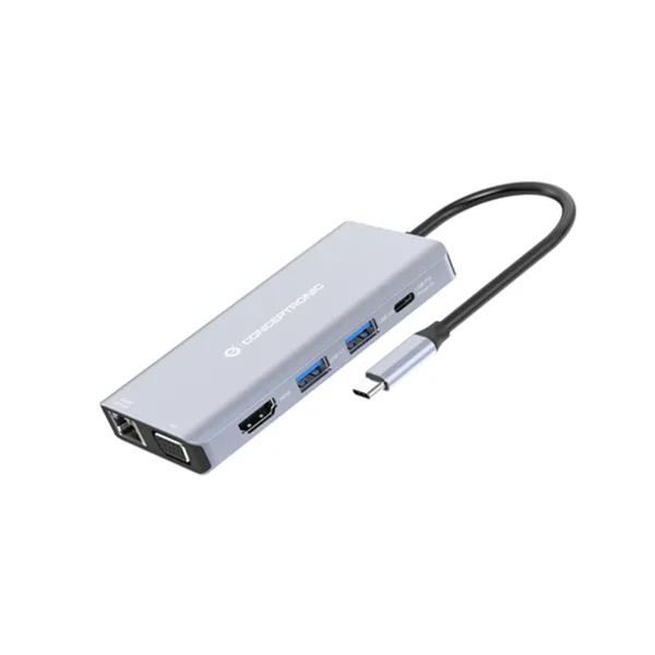 Docking Usb-c Conceptronic Donn20g 1xhdmi 4k 1xvga 3xusb-a 3.0 1xjack 1x1gb Rj45 1xlector De Tarjetas 1xusb-c Pd 100w