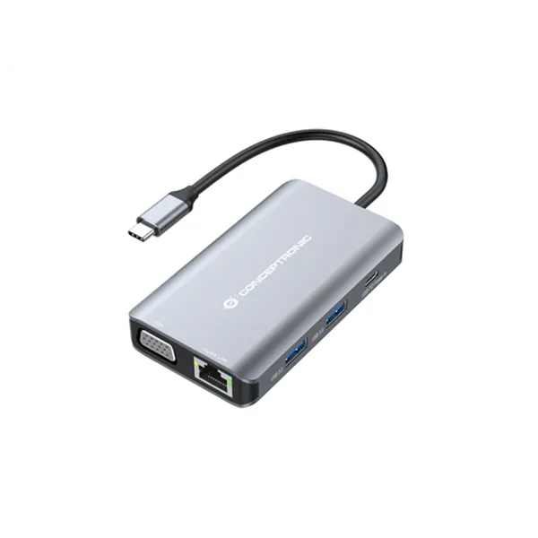 Docking Usb-c Conceptronic Donn21g Hdmi Vga Usb 3.0 Lan Gigabit Usb-c Carga 100w