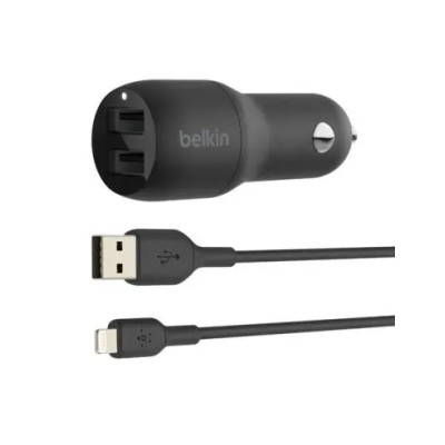 Cargador De Coche Belkin Ccd001bt1mbk Doble Usb-a 24w + Cable