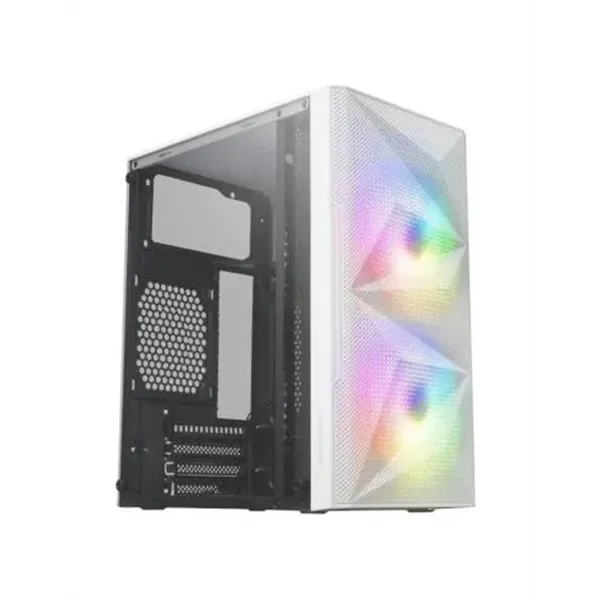 Caja Microatx Gaming Mars Gaming Mc-me White Frontal Mesh Con 2 Ventiladores Frgb 120mm Lateral De C