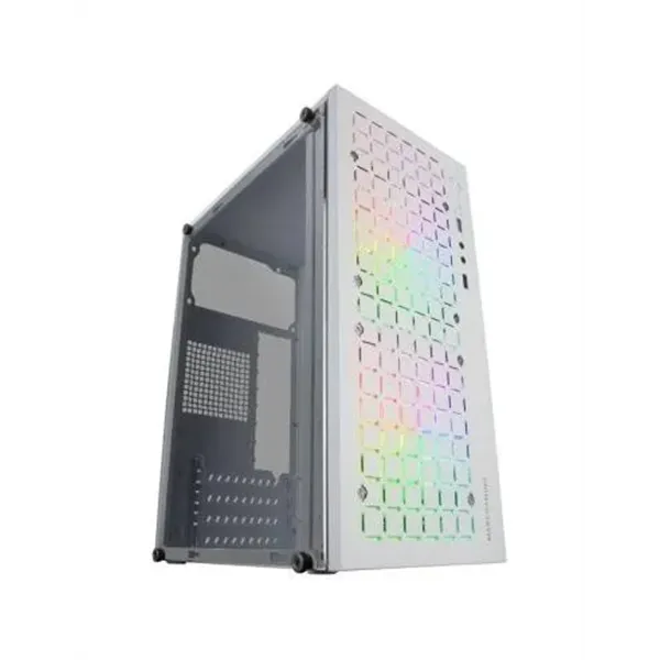 Caja Microatx Gaming Mars Gaming Mc-core White Frontal Metal-mesh Con 2 Ventiladores Frgb 120mm Vent