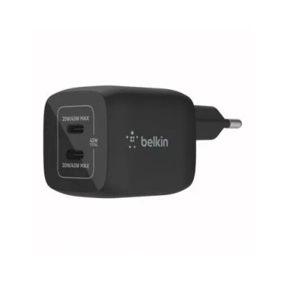 Cargador De Pared Belkin Wch011vfbk Doble Usb-c Gan Boost