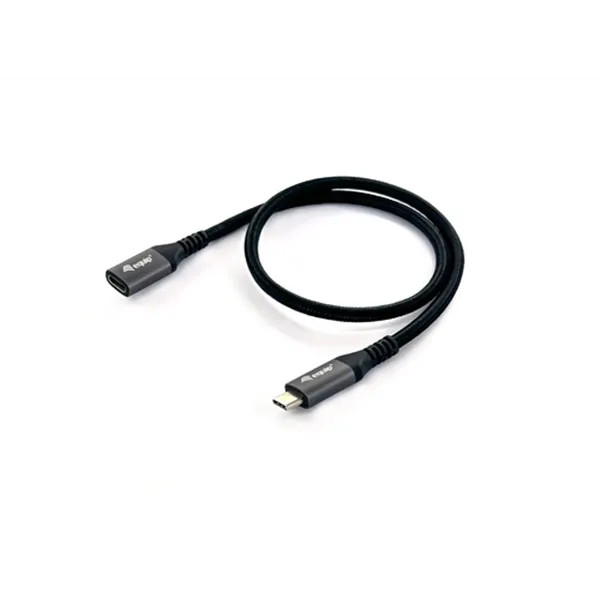 Cable Alargo Usb-c Macho Usb-c Hembra Usb 3.2 Gen 2 0,5m Transferencia 10g 4k/ Carcasa Aluminio Algodon Trenzado Negro