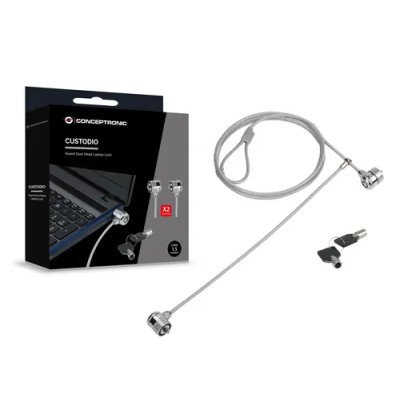 Cable De Seguridad Conceptronic Con Doble Cabezal Y Llave 1.5m