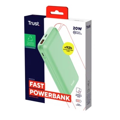 Powerbank Universal Trust 25035 Redoh 20000mah Color Verde 18w