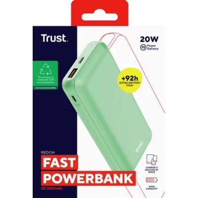 Powerbank Universal Trust 25035 Redoh 20000mah Color Verde 18w