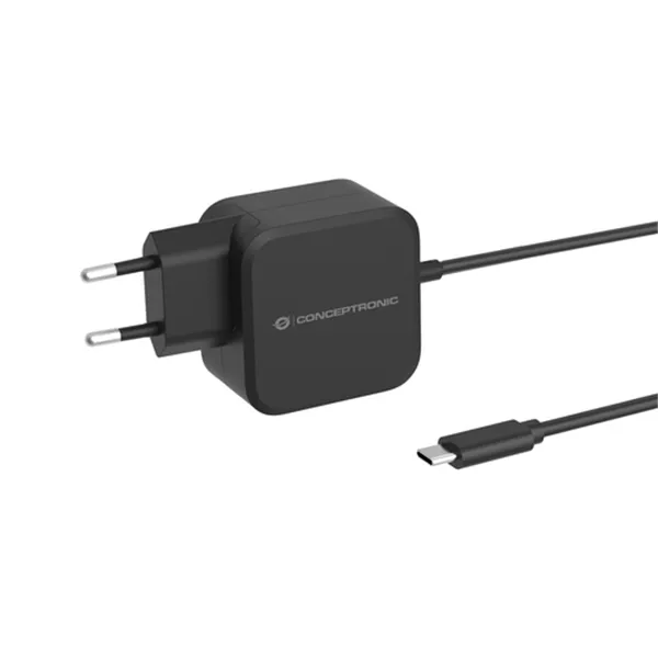 Cargador De Pared Conceptronic Ozul04be 67w Gan Pd Cable Usb-c Incorporado