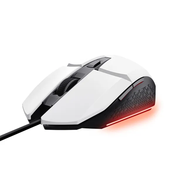 Mouse Trust Gaming Rgb Gxt 109w Felox 25066 Color Blanco Iluminacion Led 6 Botones Cable 150cm