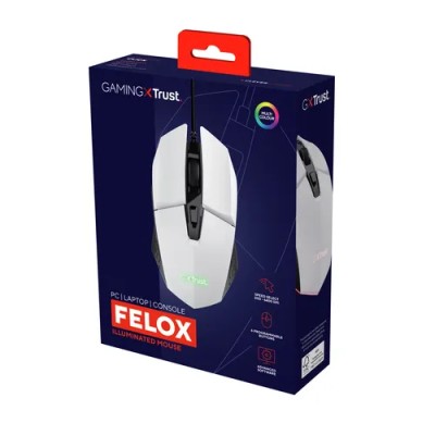 Mouse Trust Gaming Rgb Gxt 109w Felox 25066 Color Blanco