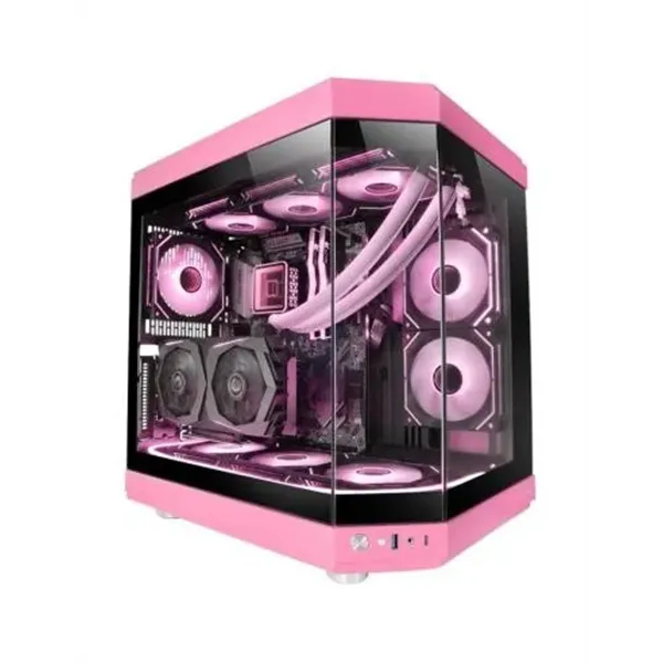 Caja Atx Semitorre Gaming Mars Gaming Mc3t Color Rosa Vista Panoramica 3 Paneles De Cristal Templado