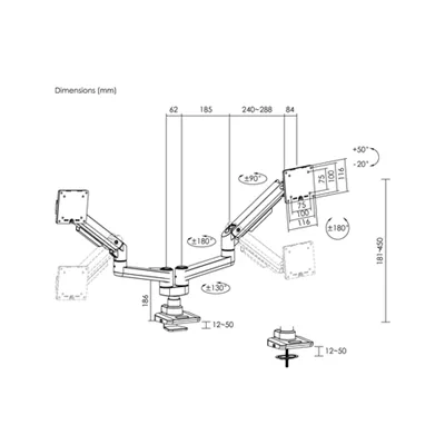 Soporte De Mesa Equip 650182 Para 2 Pantalla De 17"-35" Negro