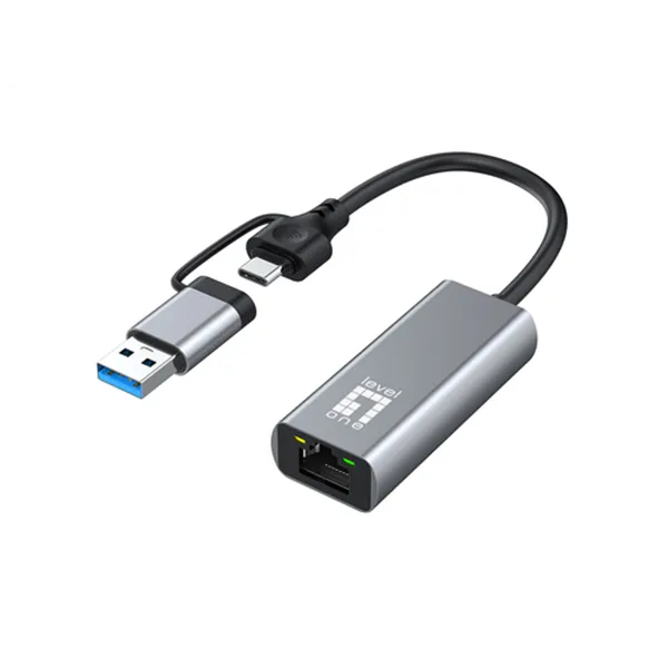 Adaptador Usb-c Level One Usb-0423 A Rj45 1x2.5 Gigabit Con Adaptador A Usb-a