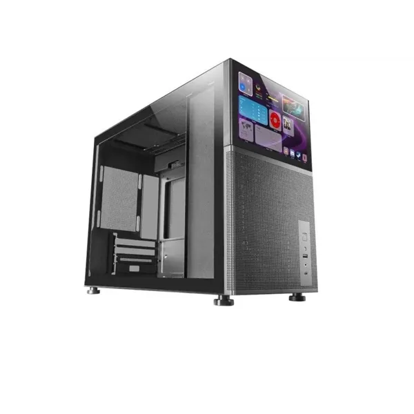 Caja Microatx Gaming Mars Gaming Mc-lcd Negra Con Pantalla Ips 8" Mini Hdmi Ventana Lateral Cristal Templado