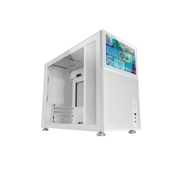 Caja Microatx Gaming Mars Gaming Mc-lcd Blanca Con Pantalla Ips 8" Mini Hdmi Ventana Lateral Cristal Templado