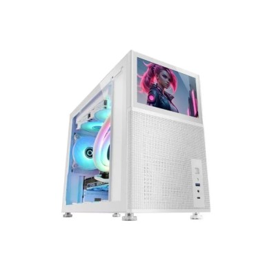 Caja Microatx Gaming Mars Gaming Mc-lcd Blanca Con Pantalla Ips