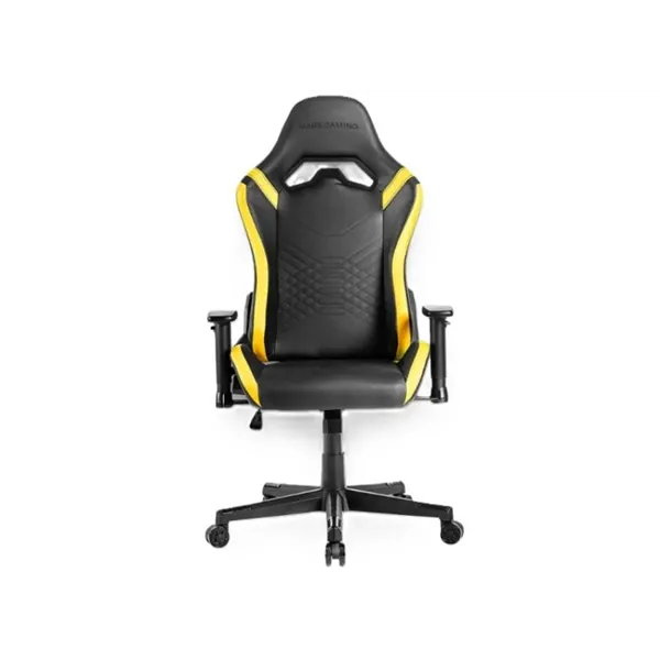 Silla Gamer Mars Gaming Mgcproby Negra Con Detalle Amarillos Brazos Regulables En Altura Reclinable