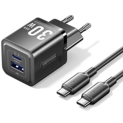 Cargador Gan de Pared Vention TZ-FEQB0-EU-01/ 1xUSB Tipo-C/