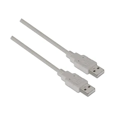 Cable USB 2.0 Aisens A101-0021/ USB Macho - USB Macho/ 1m/ Beige