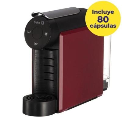 Cafetera de Cápsulas Delta Mini Qool/ Roja + 80 cápsulas QALIDUS