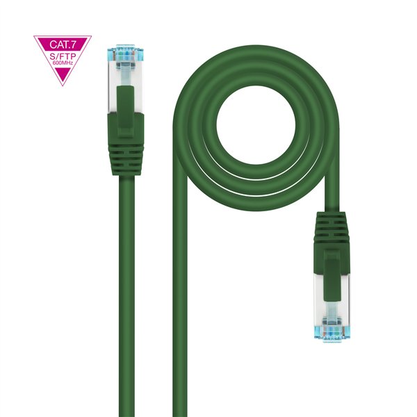 Nanocable Cable de Red Cat.7 600MHZ LSZH SFTP PIMF AWG26, Verde, 25 cm