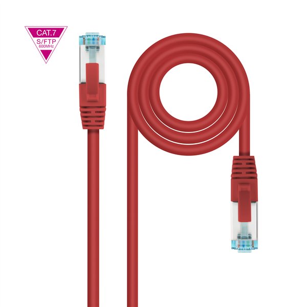 Nanocable Cable de Red Cat.7 600MHZ LSZH SFTP PIMF AWG26, Rojo, 25 cm